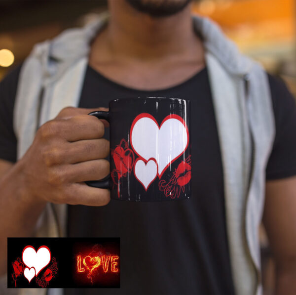 caneca preta apaixonado amor com foto