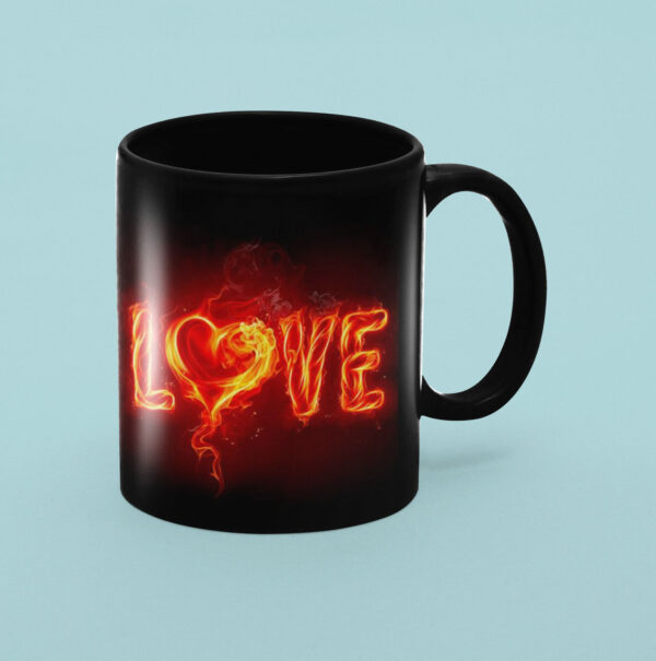 caneca preta apaixonado amor com foto