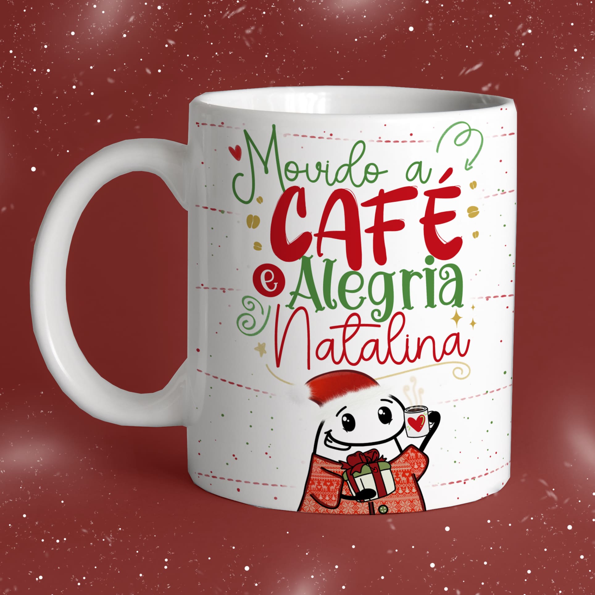 Cafe alegria natalina caneca personalizada