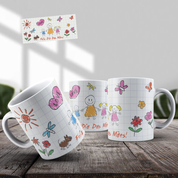 Caneca dia das maes desenho infantil