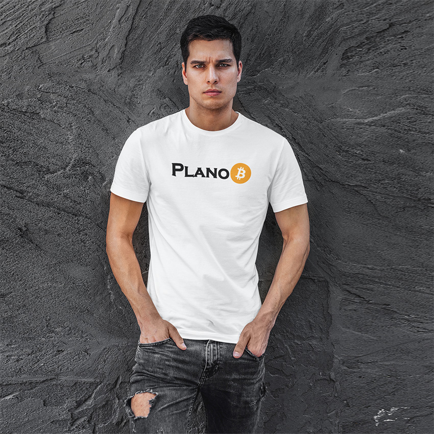 camiseta branca Plano bitcoin